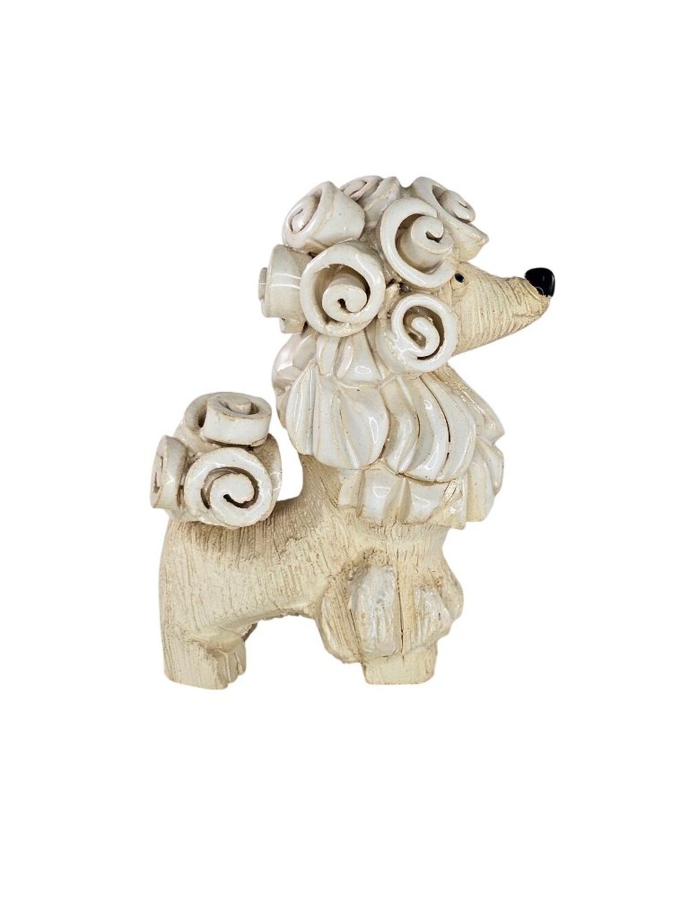 Vintage Artesania Rinconada French Poodle Ceramic Figurine Dog Signed 3.5"